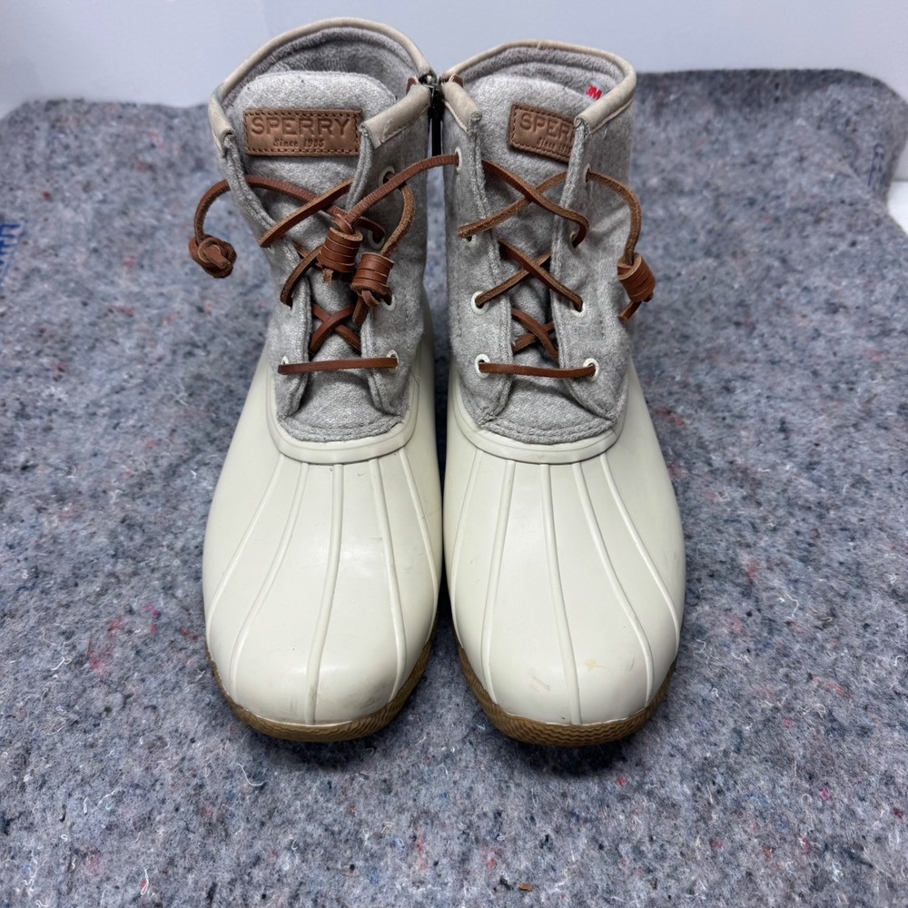 Sperry Duck Boots Womens 8 Cream Saltwater Wool Thinsulate Insulated STS82473